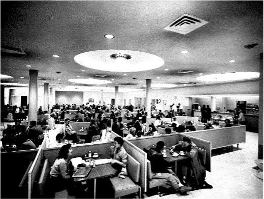 students dining in the old sub